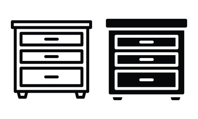 Drawer icon with outline and glyph style.