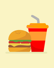 fast food burger and drink vector, icons Cartoon Vector Art Illustration