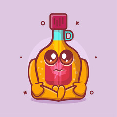 cute maple syrup bottle character mascot with sad expression isolated cartoon in flat style design 