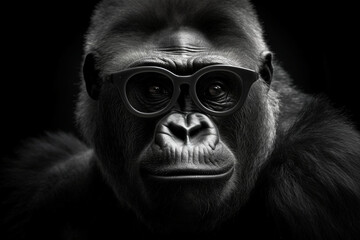 a gorilla wearing glasses