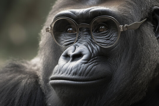 a gorilla wearing glasses