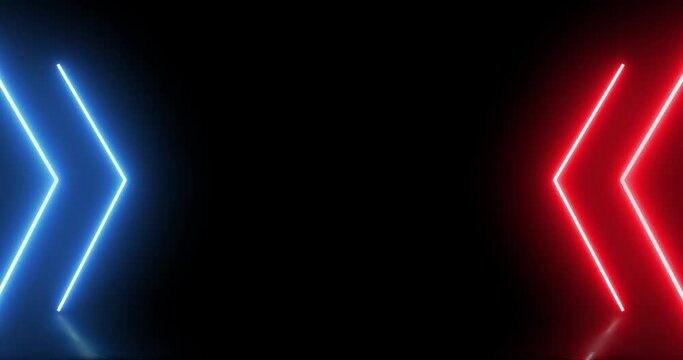 Arrow neon loop motion background animation with light reflection. background animation suitable for text placement or anything else