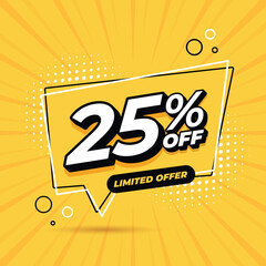 Yellow banner 10% discount for promotions and offers