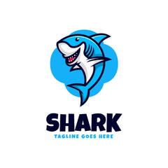 Vector Logo Illustration Shark Mascot Cartoon Style.