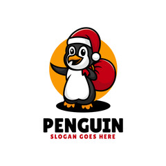 Vector Logo Illustration Penguin Mascot Cartoon Style.