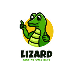Vector Logo Illustration Lizard Mascot Cartoon Style.