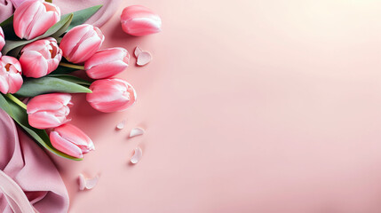 Fototapeta na wymiar pink tulip background, illustration, generative ai