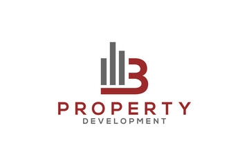 Real estate property logo design B initial statistic icon symbol
