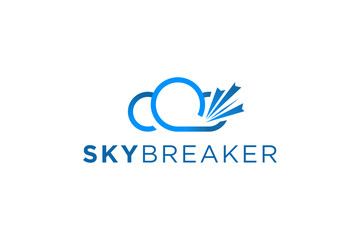 Cloud breaker logo design modern tehcnology icon symbol 
