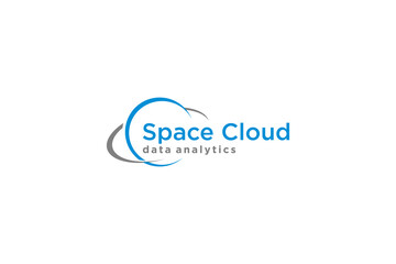 Space cloud logo design modern technology data center icon symbol