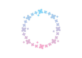 グラデーションのある紫陽花の円、背景白