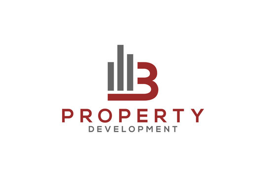 Real estate property logo design B initial statistic icon symbol