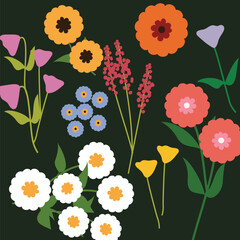 Flower Vector summer seamless pattern garden botanical