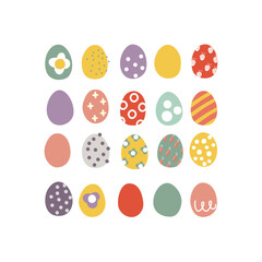 Vector square illustration. A set of painted eggs for an Easter card. Vector format allows you to easily and quickly edit, modify, disassemble, recolor. Suitable for printing on stationery, merch, clo
