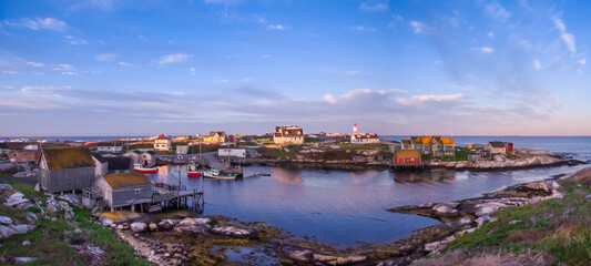 Fototapeta premium Overlooking Peggy's Cove at sunrise, Nova Scotia