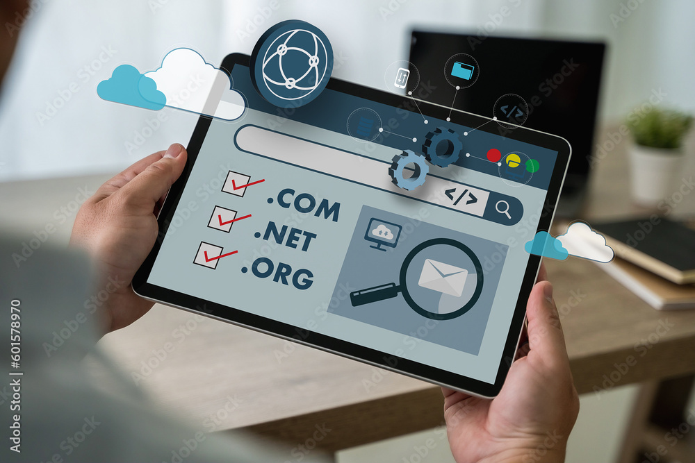 Poster big data on a domain web page and seo internet domain name registration domain, address internet net