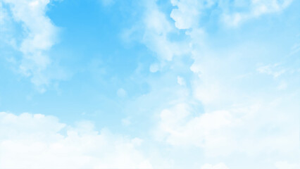 Obraz premium Watercolor vector illustration of blue sky and clouds. Trendy blue sky design concept