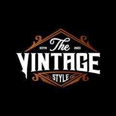 Logo design Badge Design Classic Retro Vintage Style, Vintage framed logo. Antique labels.