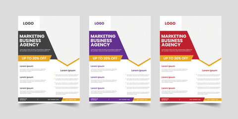 Best company business marketing agency a4 corporate flyer, one page marketing plan case study layout, white and yellow editable vertical material