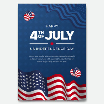 US Independence Day July 4th poster illustration on decorative background