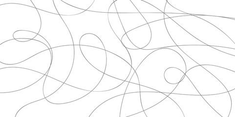 Fototapeta premium Seamless messy monochrome pattern. Black continuous line with bends and curls isolated on a white background. Vector abstract stock illustration with tangled stripes. Messy hand-drawn brush