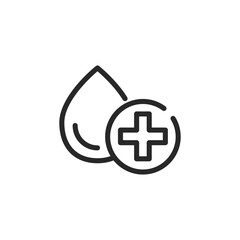 Health Water Icon. Vector Editable Outline Illustration of Water Drop, Symbolizing Beneficial Hydration and Wellness.