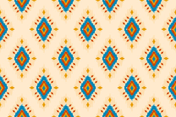 Motif ethnic pattern art. Ikat ethnic seamless pattern in tribal. Indian style. Design for background, wallpaper, illustration, fabric, clothing, carpet, textile, batik, embroidery.