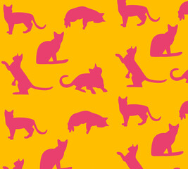Pattern background cat pink yellow abstract icon kitten