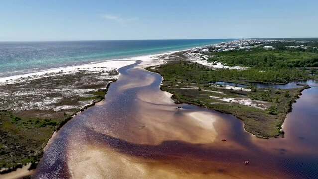 Lake Powell Outfall from Dune Lake into the Gulf of Mexico at Camp Helen Florida captured in 5k