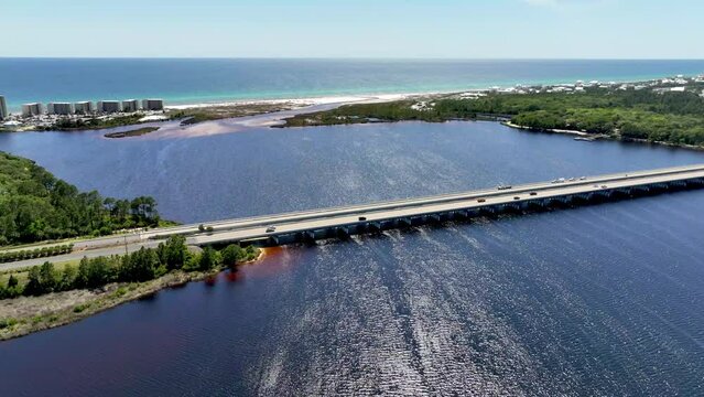 Lake Powell Florida outfall into the Gulf of Mexico aerial captured in 5k