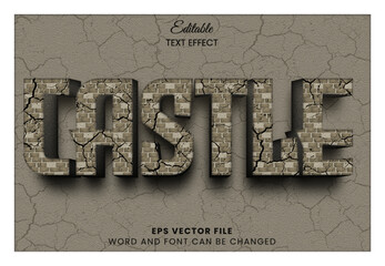 3d cracked wall castle vector text effect