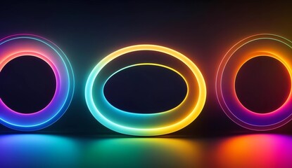 Rainbow neon circle lights from Generative AI