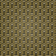 Geometric pattern with golden arrows. Geometric modern golden ornament. Seamless abstract background