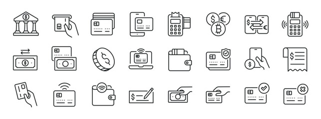 Payment thin line icons. Editable stroke. For website marketing design, logo, app, template, ui, etc. Vector illustration. - obrazy, fototapety, plakaty