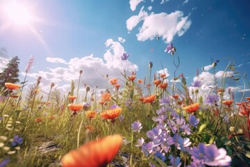 Fototapeta na wymiar field with flowers Generative AI