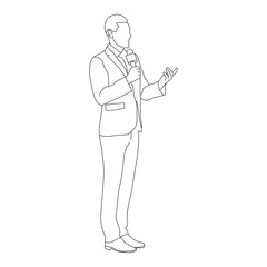 Journalist Spread the news with microphone line art vector