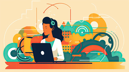 a woman working on a laptop