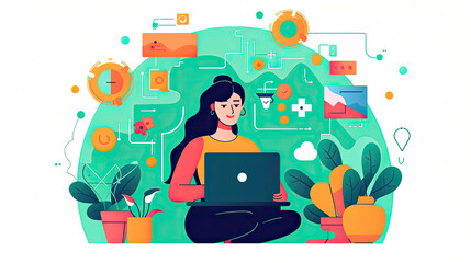 a woman working on a laptop