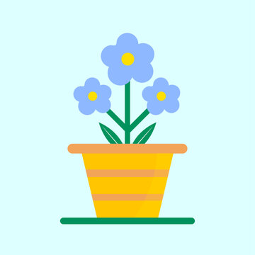pretty houseplant with floral blue flower vector illustration