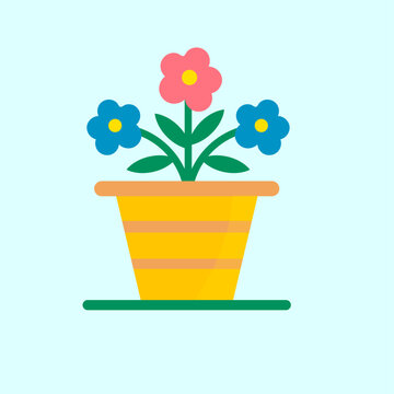 pretty houseplant with colorful flower vector illustration