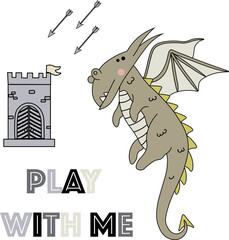 Dinosaur poster. Can be used for poster, card, banner, flyer. Hand drawn vector