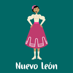 Traje típico de méxico de mujer del estado de Nuevo León