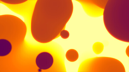 purple smooth tender meta objects in space of gold orange bokeh light - abstract 3D rendering