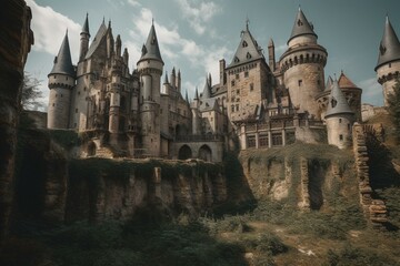 Fototapeta na wymiar A famous wizarding school castle. Generative AI