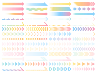 Foto op Plexiglas カラフルなグラデーションの横長の矢印のセット © Nora Hachio
