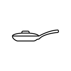 Frying pan line set icon, cooking food logo vector