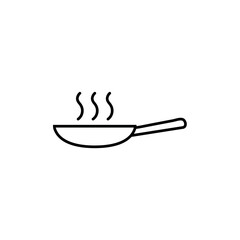 Frying pan line set icon, cooking food logo vector