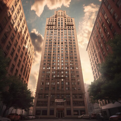 Fototapeta na wymiar NYC Heights: A Skyscraper Panorama Made with Generative AI