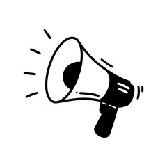 Hand Drawn Megaphone Illustration. Doodle Vector. Isolated on White Background - EPS 10 Vector