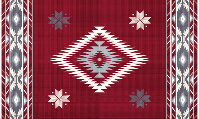 Fototapeta na wymiar Navajo tribal vector seamless pattern. Native Indian ornament. Ethnic South Western decor style. Boho geometric ornament.folk.orientel. Window.tukey Mexican .blanket, rug. Woven carpet illustration.